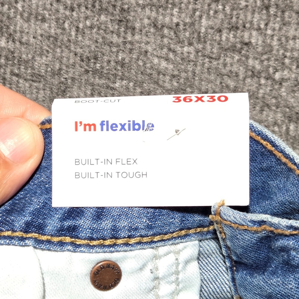 Old Navy BootCut Built-In Flex Mens Jeans 36x30 Blue Stretch Denim NWT - Picture 5 of 7